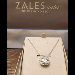 Zales Sapphire Sunburst Pendant in Sterling Silver